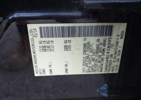 2014 Nissan Maxima 3.5 Sv z USA, uszkodzony, nr VIN 1N4AA5AP4EC458095